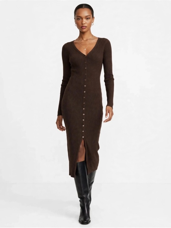 Aritzia Dresses & Skirts - Babaton Avalon Merino Wool Knit Midi Dress Espresso Brown M
